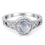 Art Deco Round Natural Stone Halo Ring