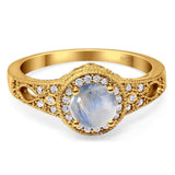 Art Deco Round Natural Stone Halo Ring