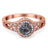 Art Deco Round Natural Stone Halo Ring