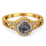 Art Deco Round Natural Stone Halo Ring