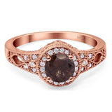 Art Deco Round Natural Stone Halo Ring