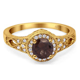 Art Deco Round Natural Stone Halo Ring