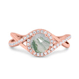 Round Natural Stone Twisted Ring