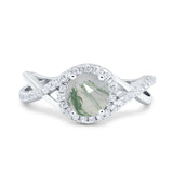 Round Natural Stone Twisted Ring