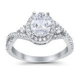 Art Deco Oval Moissanite Twisted Infinity Ring 925 Sterling Silver