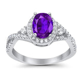 Oval Natural Stone Split Shank Ring