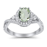 Oval Natural Stone Split Shank Ring