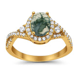 Oval Natural Stone Split Shank Ring