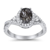 Oval Natural Stone Split Shank Ring