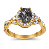 Oval Natural Stone Split Shank Ring