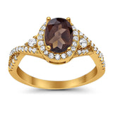 Oval Natural Stone Split Shank Ring