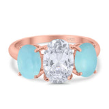 Art Deco Oval Natural Stone Trio Ring