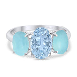 Art Deco Oval Natural Stone Trio Ring