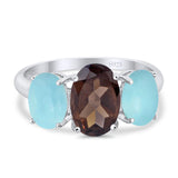 Art Deco Oval Natural Stone Trio Ring