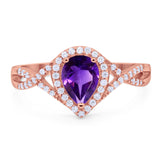 Art Deco Pear Infinity Twisted Ring  