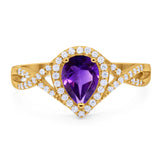 Art Deco Pear Infinity Twisted Ring  