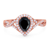 Art Deco Pear Infinity Twisted Ring  