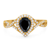 Art Deco Pear Infinity Twisted Ring  