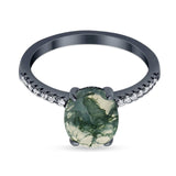 Art Deco Oval Natural Stone Wedding Ring