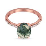 Art Deco Oval Natural Stone Wedding Ring