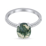 Art Deco Oval Natural Stone Wedding Ring