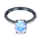 Art Deco Oval Natural Stone Wedding Ring