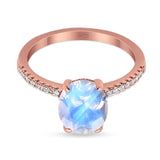 Art Deco Oval Natural Stone Wedding Ring