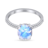 Art Deco Oval Natural Stone Wedding Ring