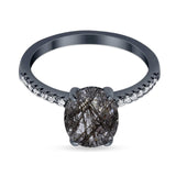 Art Deco Oval Natural Stone Wedding Ring