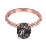 Art Deco Oval Natural Stone Wedding Ring