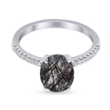 Art Deco Oval Natural Stone Wedding Ring