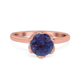 Floral Round Natural Stone Solitaire Ring