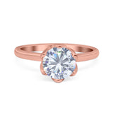 Floral Round Natural Stone Solitaire Ring