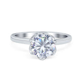 Floral Round Moissanite Solitaire Ring 925 Sterling Silver