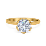 Floral Round Natural Stone Solitaire Ring