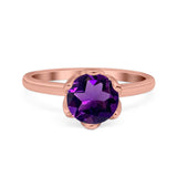 Floral Round Natural Stone Solitaire Ring