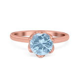 Floral Round Natural Stone Solitaire Ring