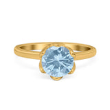 Floral Round Natural Stone Solitaire Ring