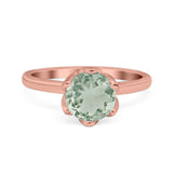 Floral Round Natural Stone Solitaire Ring