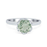 Floral Round Natural Stone Solitaire Ring