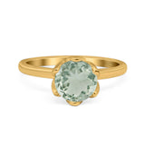 Floral Round Natural Stone Solitaire Ring