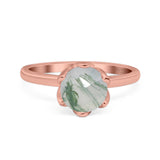 Floral Round Natural Stone Solitaire Ring
