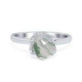 Floral Round Natural Stone Solitaire Ring