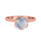 Floral Round Natural Stone Solitaire Ring