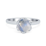 Floral Round Natural Stone Solitaire Ring