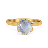 Floral Round Natural Stone Solitaire Ring