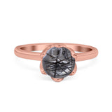 Floral Round Natural Stone Solitaire Ring