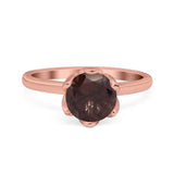 Floral Round Natural Stone Solitaire Ring