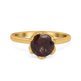 Floral Round Natural Stone Solitaire Ring