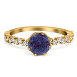 Art Deco Round Natural Stone Wedding Ring